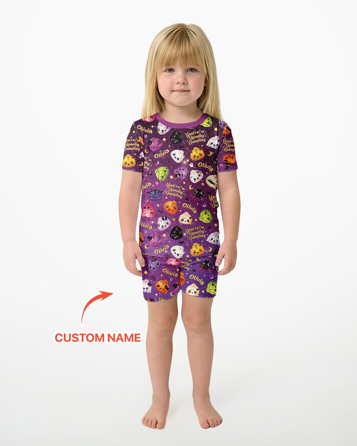 Custom Name You're A Spooky Dumpling Bamboo Two Piece Short Sleeve Shorts Pajama Set