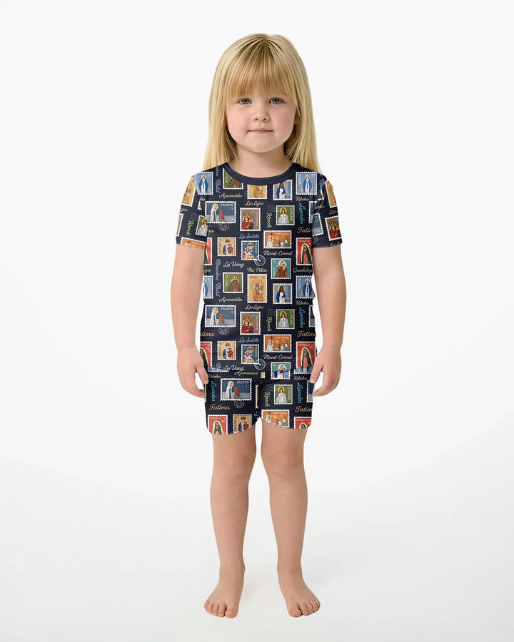 Our Lady, Around the World Bamboo Two Piece Short Sleeve Shorts Pajama Set