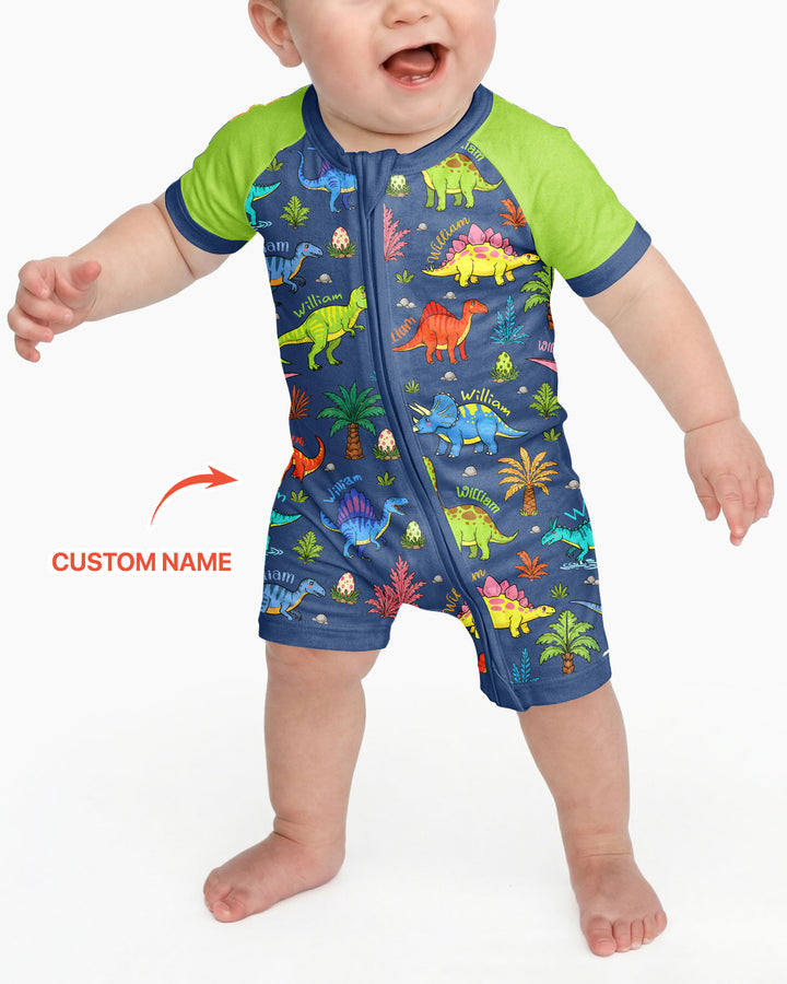 Dino Field Guide Custom Name Bamboo Shorty Zippy