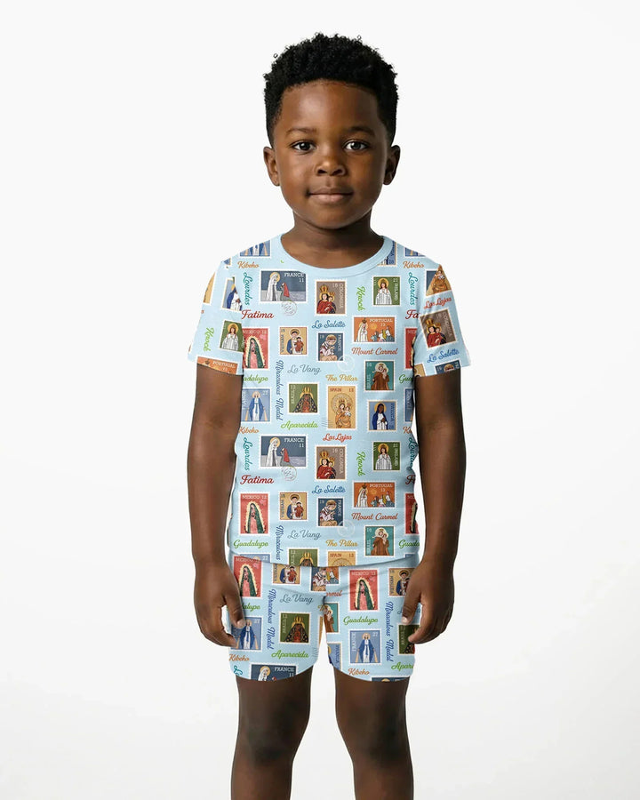 Our Lady, Around the World Bamboo Two Piece Short Sleeve Shorts Pajama Set