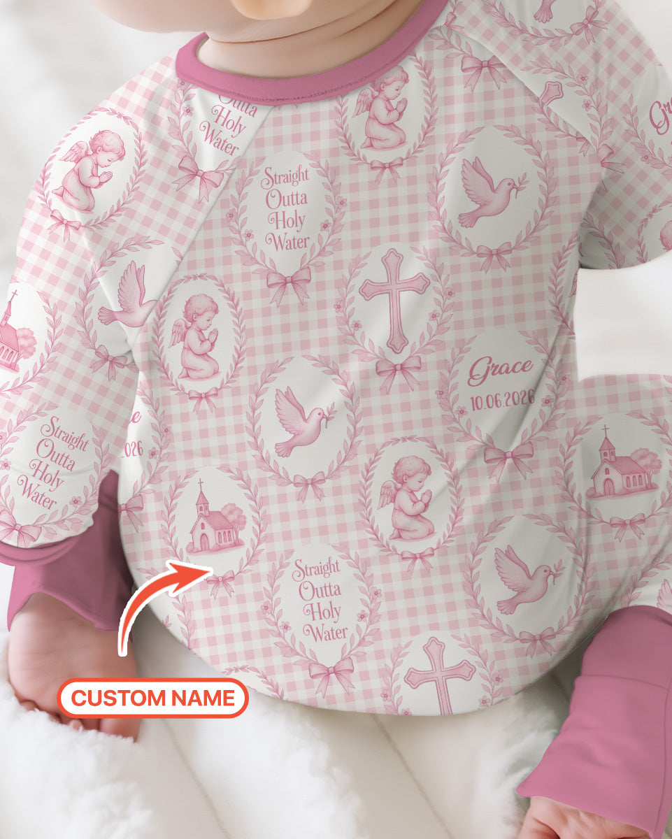 Custom Name Baptism Straight Outta Holy Water Bamboo Convertible Zippy