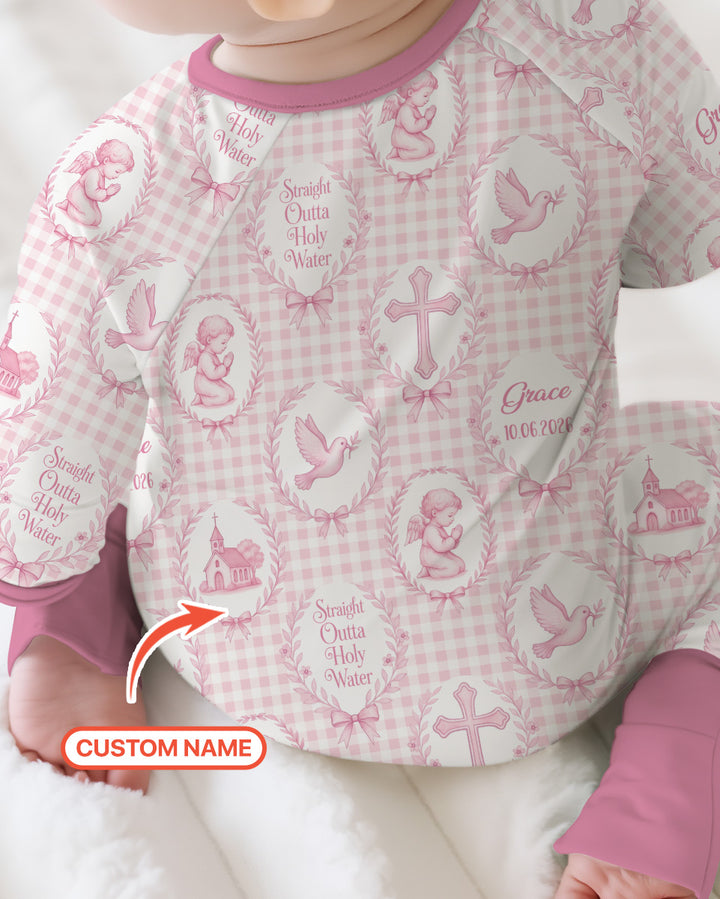 Custom Name Baptism Straight Outta Holy Water Bamboo Convertible Zippy