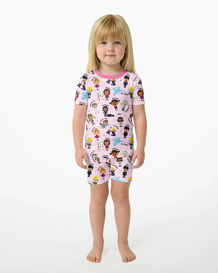 Schlafanzug-Set zweiteilig, kurze Ärmel, kurze Hose, Bambus