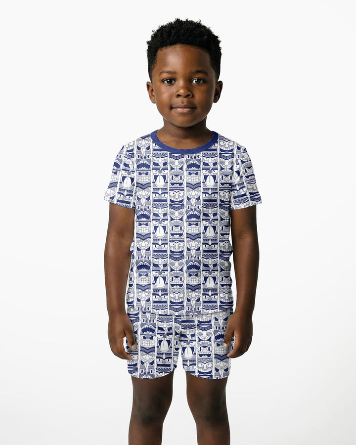 Friendly Totem Pole Figures Bamboo Two Piece Short Sleeve Shorts Pajama Set