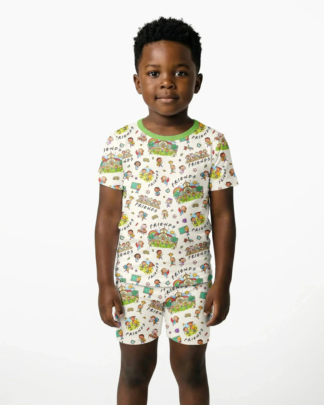 School Friends Forever Bamboo Two Piece Short Sleeve Shorts Pajama Set