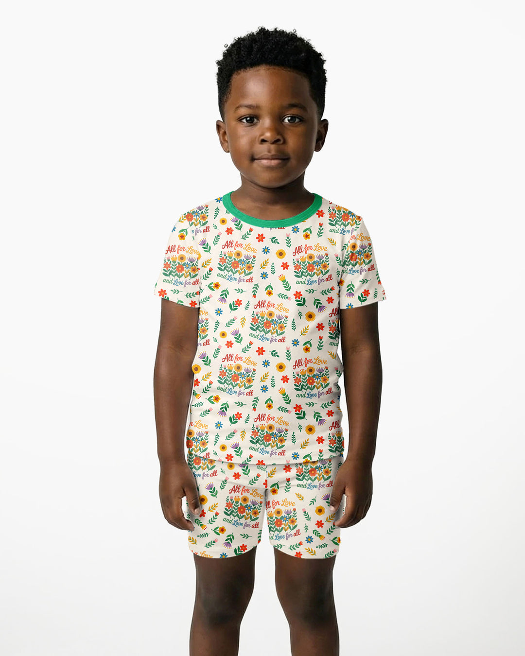 Love For All Family Matching Bamboo Two Piece Short Sleeve Shorts Pajama Set