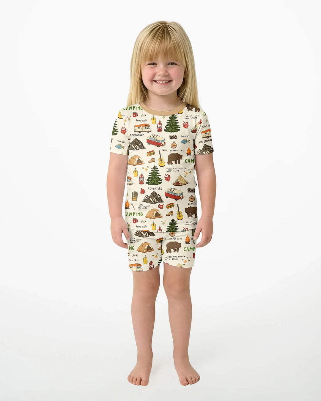 Conjunto de Pijama de Dos Piezas de Bambú con Mangas Cortas y Pantalones Cortos