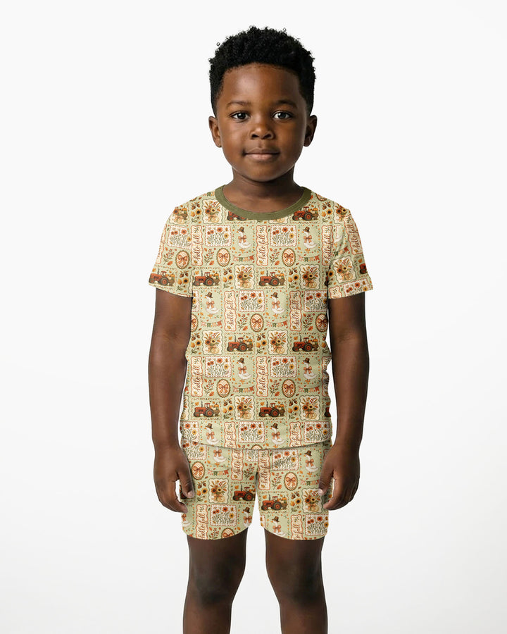 Farmhouse Fall Goose Family Matching Bamboo Two Piece Short Sleeve Shorts Pajama Set