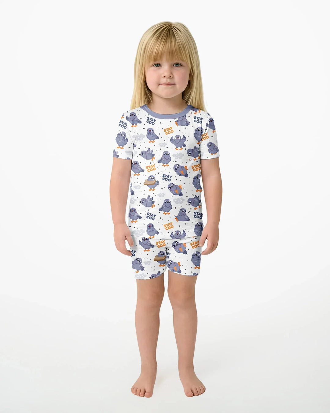 Pigeon Stay Coo Bamboo Two Piece Short Sleeve Shorts Pajama Set