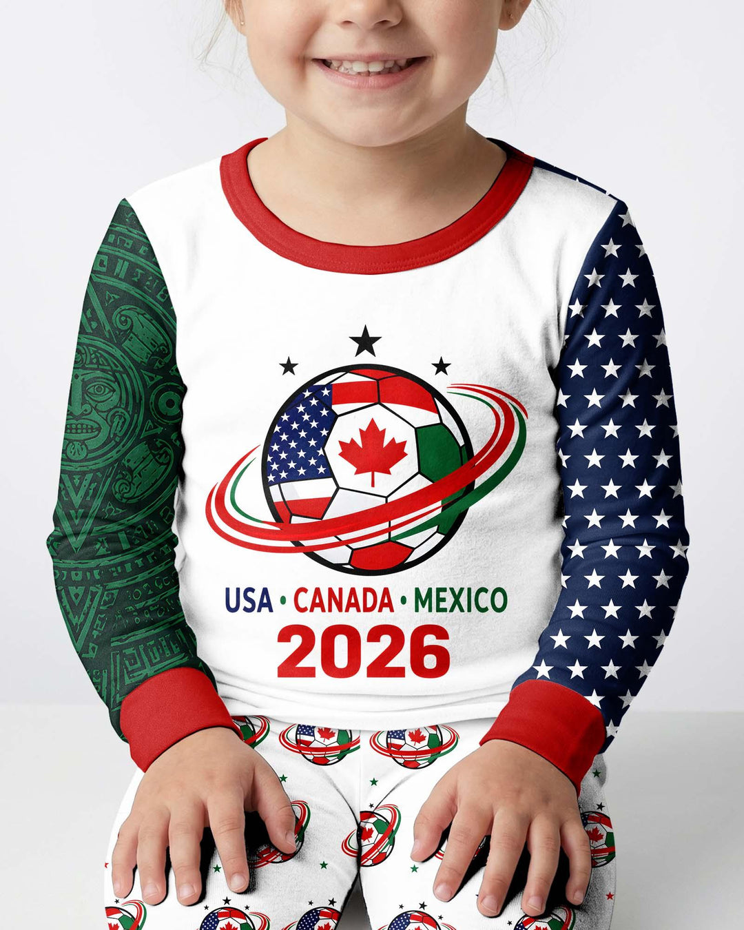 Soccer Cup USA Canada Mexico Bamboo Two Piece Long Sleeve Pajama Set