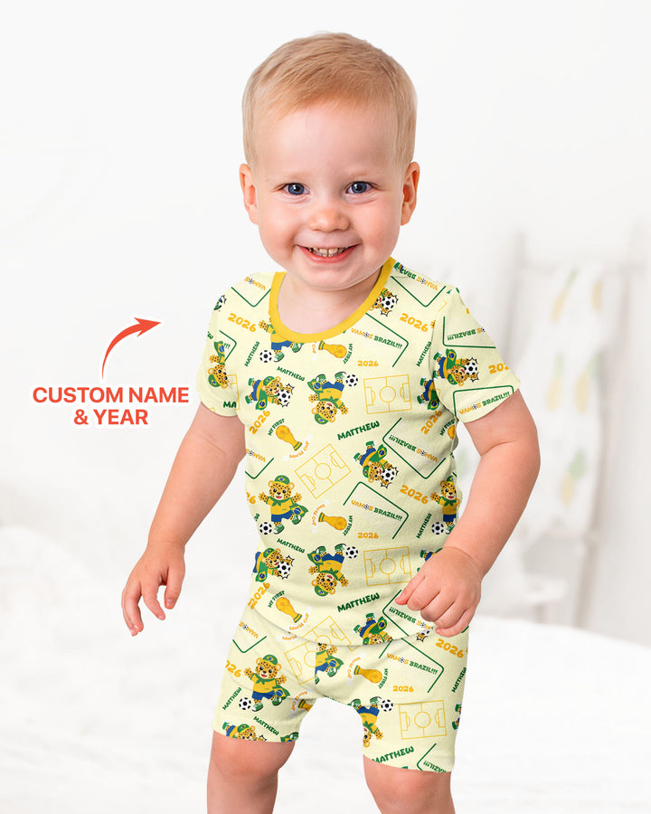 Pijama de bambú de dos piezas de manga corta con pantalón corto, plantilla personalizada