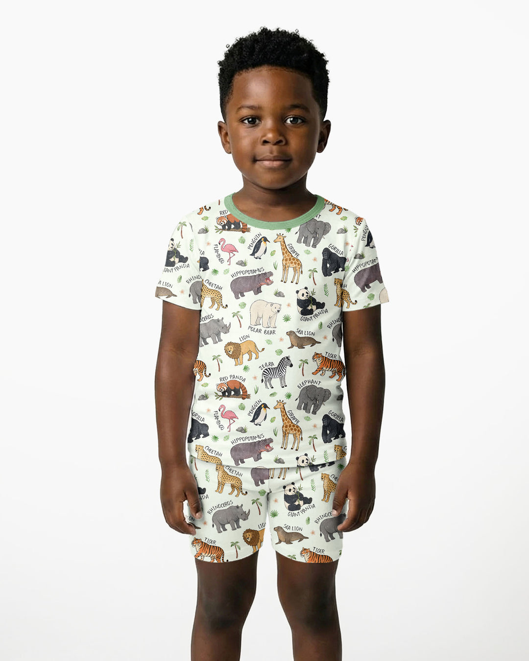 Safari Animals Bamboo Two Piece Short Sleeve Shorts Pajama Set