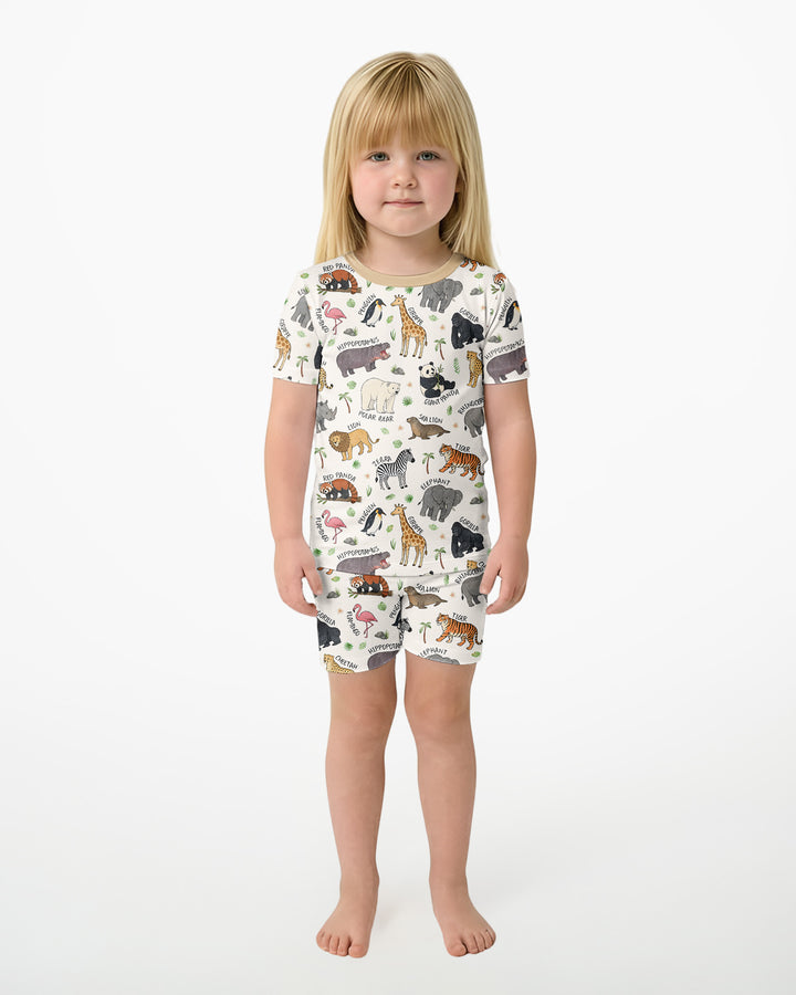 Safari Animals Bamboo Two Piece Short Sleeve Shorts Pajama Set