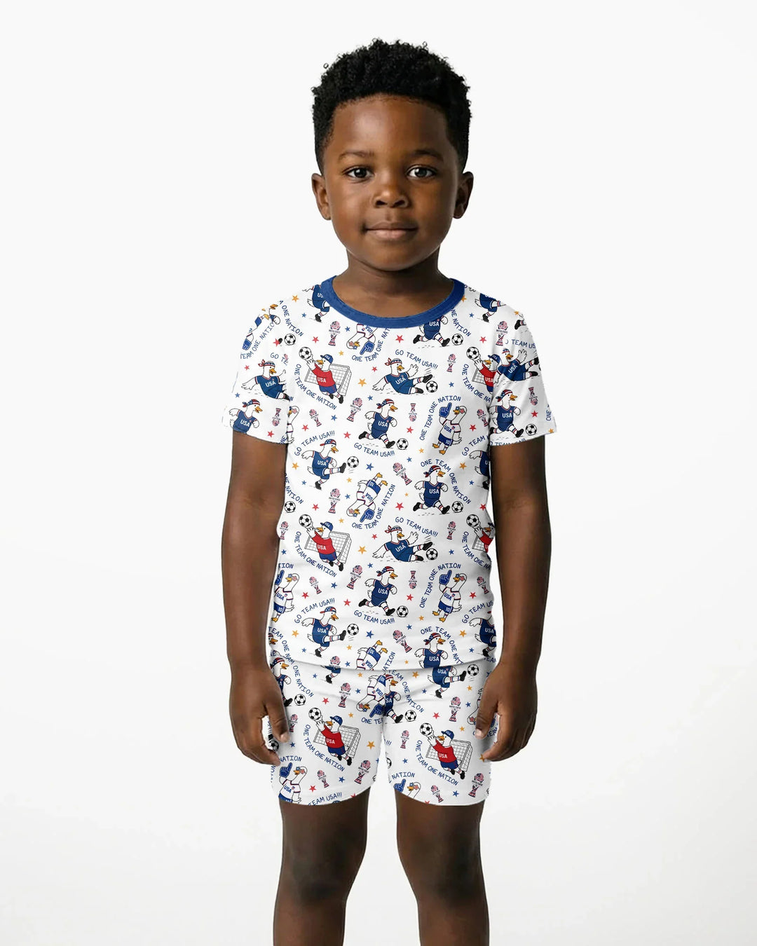 USA Soccer Goose Family Matching Bamboo Two Piece Short Sleeve Shorts Pajama Set