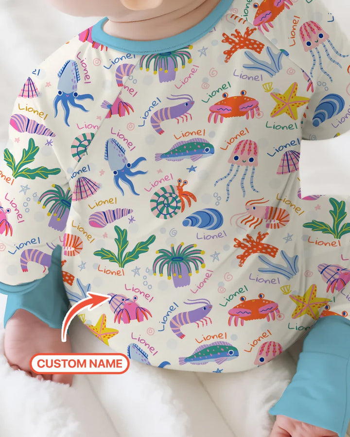 Tide Pool Pals Custom Name Bamboo Convertible Zippy