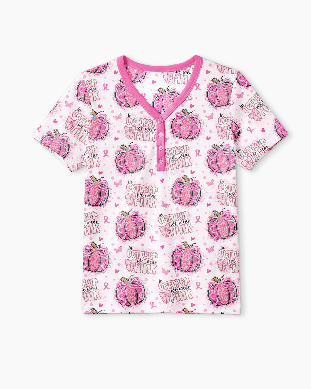 We Wear Pink Pumpkin Mommy & Me Matching Bamboo Women Short Sleeve Short Pajama Set