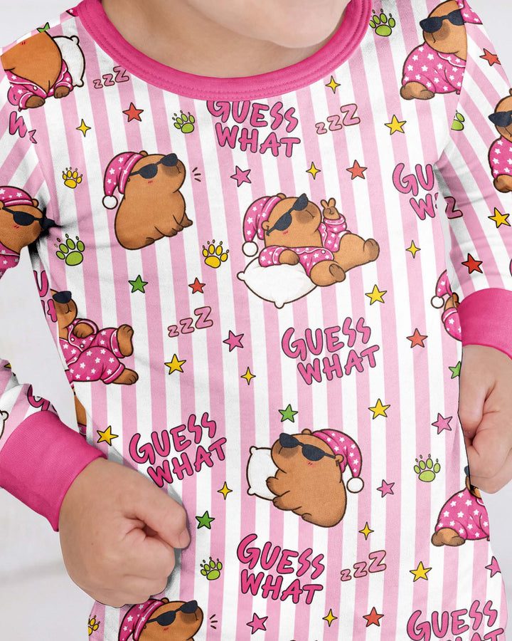 Sleepy Capybara Bamboo Two Piece Long Sleeve Pajama Set