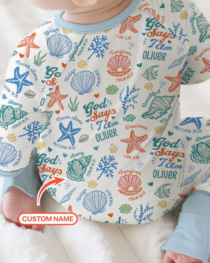 Coastal God Says I Am Custom Name Bamboo Convertible Zippy