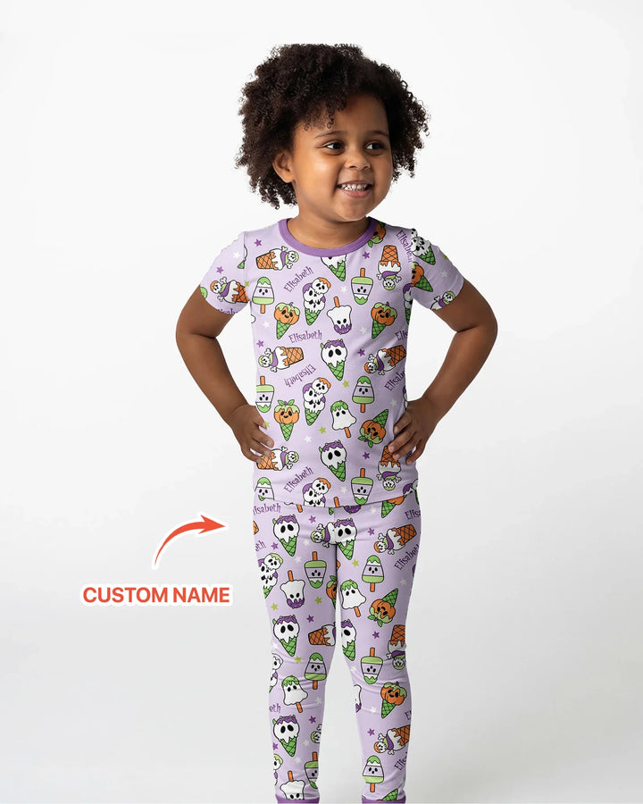 Conjunto de pijama de dos piezas de bambú de manga corta, plantilla personalizada
