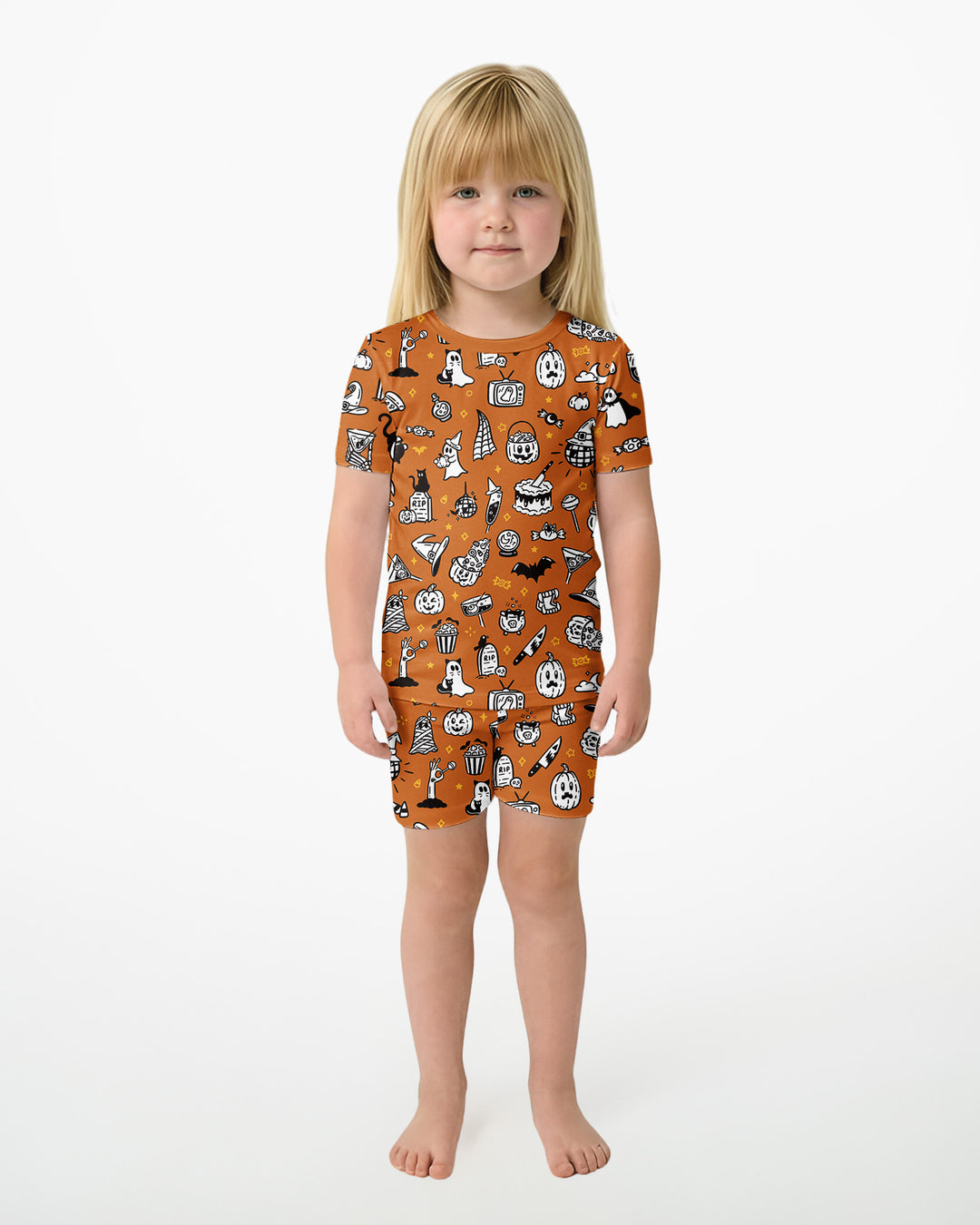 Spooky Season Bamboo Two Piece Short Sleeve Shorts Pajama Set