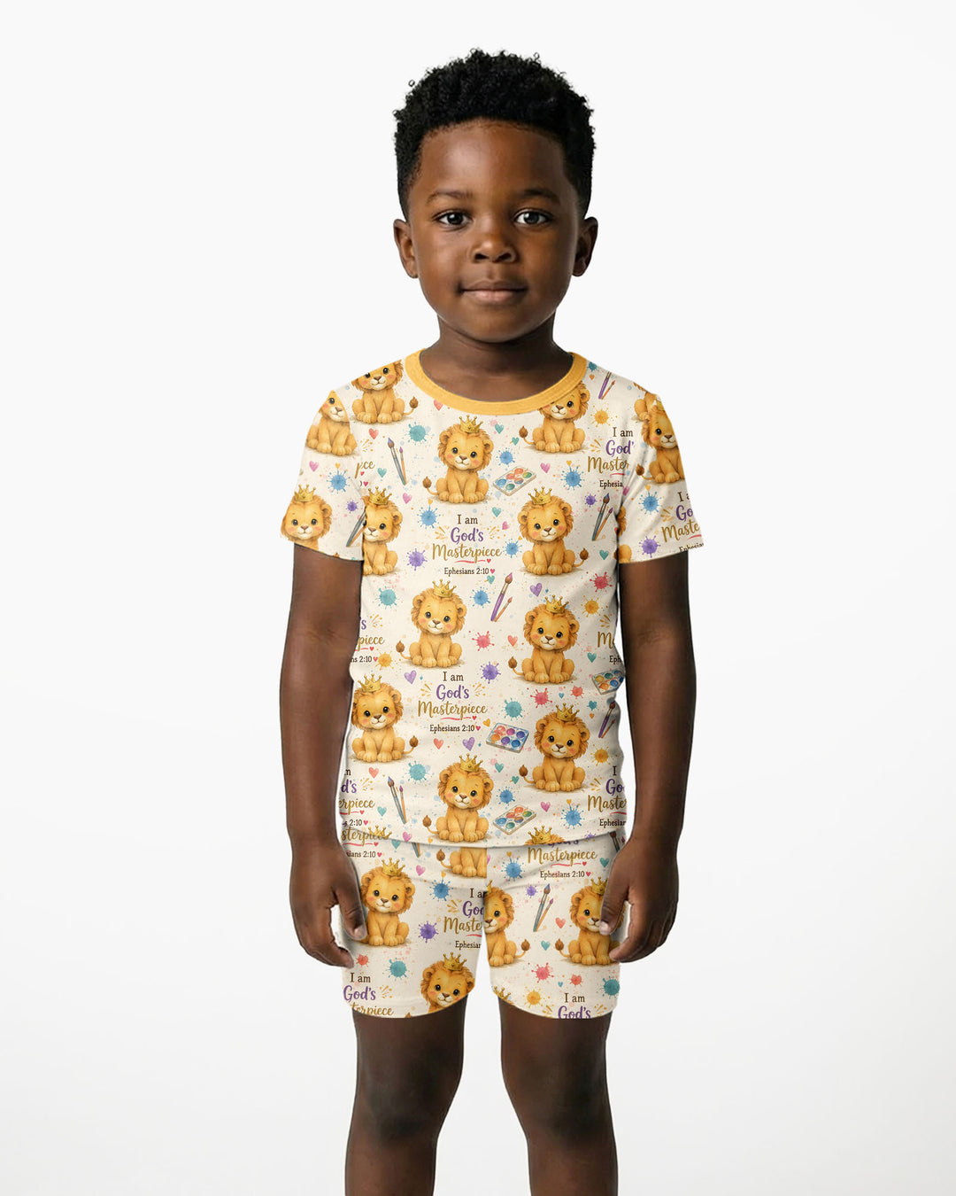Template Zweiteiliges Pyjama-Set mit kurzen Ärmeln und Shorts