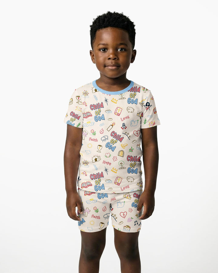 Template Zweiteiliges Pyjama-Set mit kurzen Ärmeln und Shorts