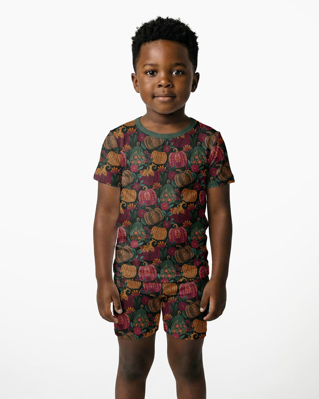 Velvet Pumpkins Bamboo Two Piece Short Sleeve Shorts Pajama Set