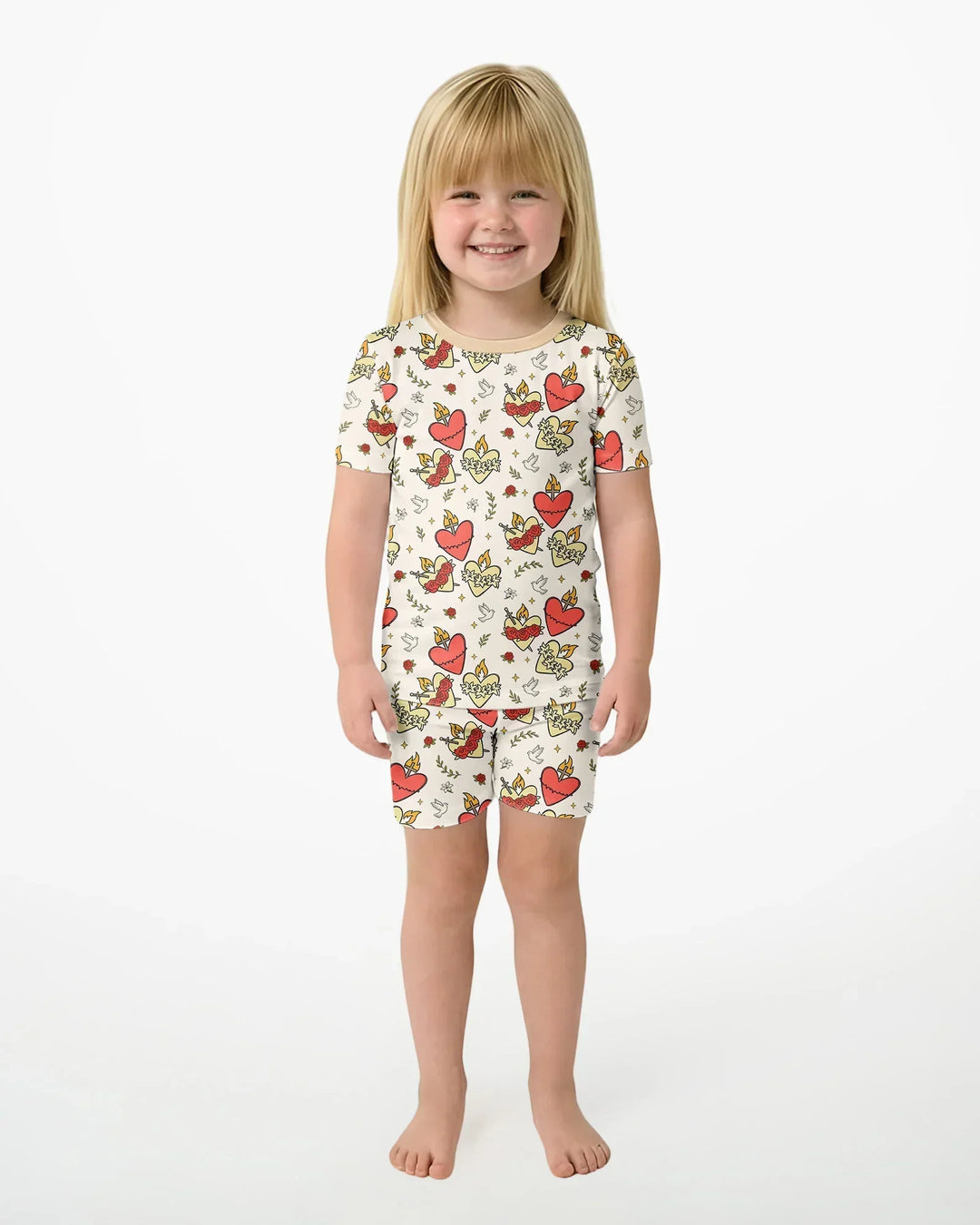 Template Zweiteiliges Pyjama-Set mit kurzen Ärmeln und Shorts
