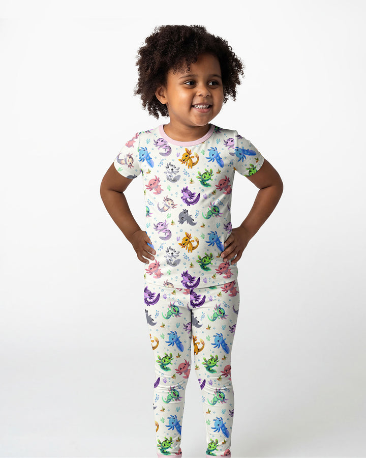 I Love You Axolotl Bamboo Two Piece Short Sleeve Pajama Set