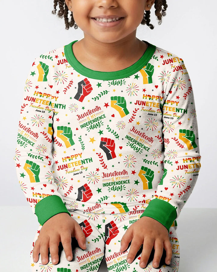 Happy Juneteenth Freedom Day Bamboo Two Piece Long Sleeve Pajama Set