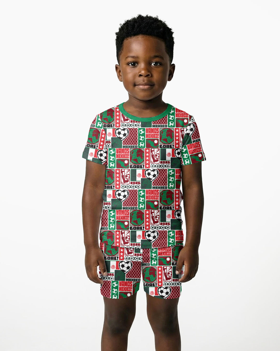 World Soccer Vamos Mexico Bamboo Two Piece Short Sleeve Shorts Pajama Set