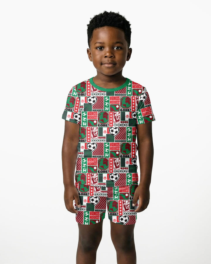 World Soccer Vamos Mexico Bamboo Two Piece Short Sleeve Shorts Pajama Set