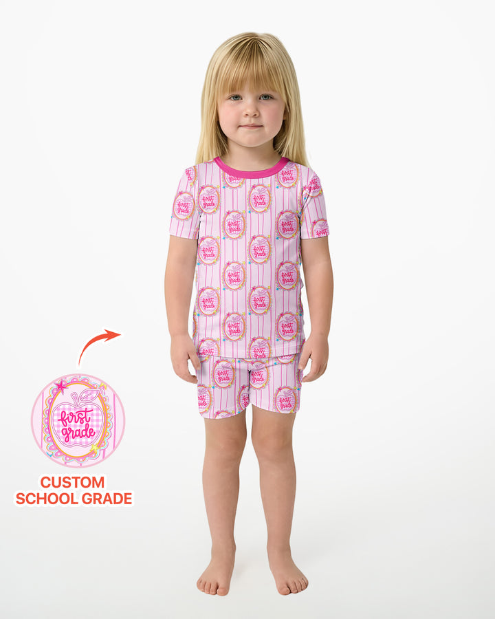 Conjunto de Pijama de Dos Piezas de Bambú con Mangas Cortas y Pantalones Cortos