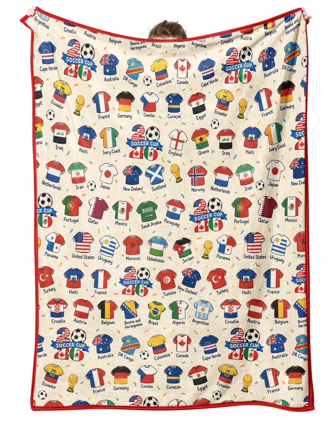 2026 Soccer World Jersey Flag Bamboo Blanket