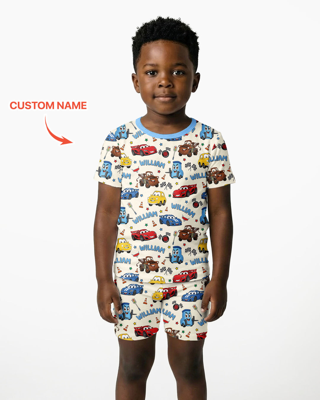 Car Movie Bamboo Two Piece Short Sleeve Shorts Pajama Set