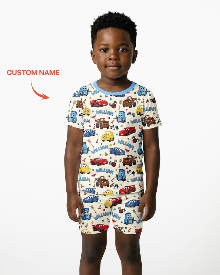 Car Movie Bamboo Two Piece Short Sleeve Shorts Pajama Set