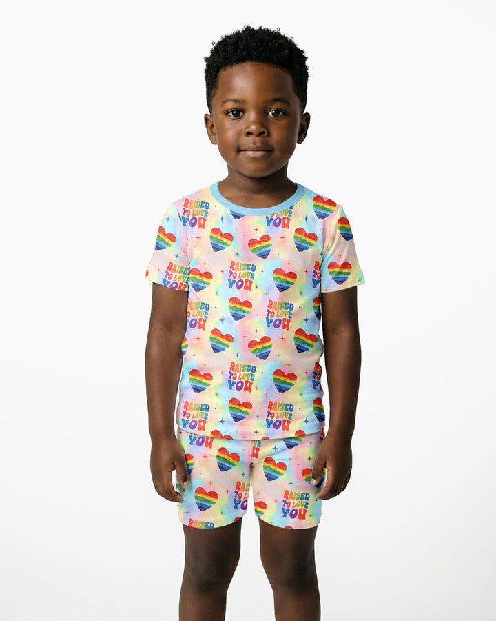 Raised To Love You Bamboo Two Piece Short Sleeve Shorts Pajama Set