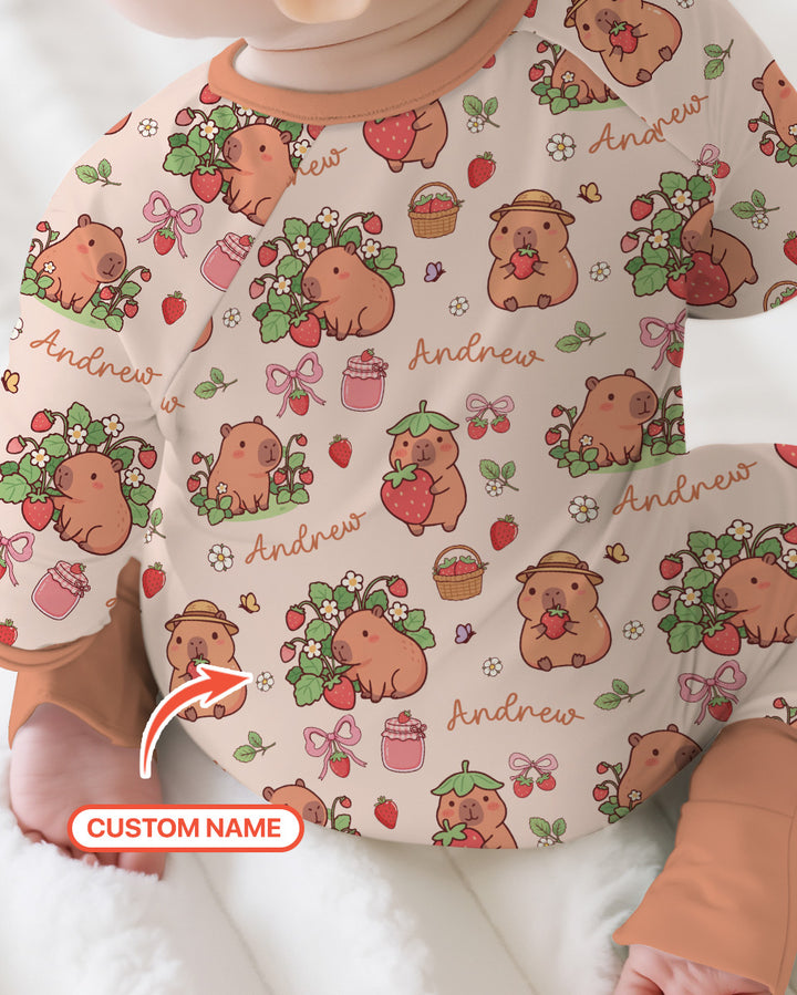 Custom Name Capybara Strawberry Bamboo Convertible Zippy