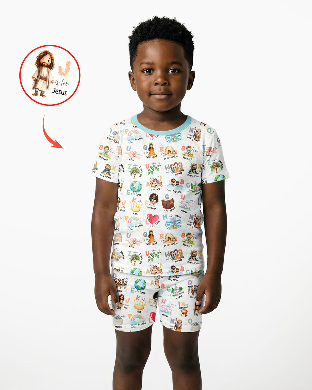 Template Zweiteiliges Pyjama-Set mit kurzen Ärmeln und Shorts