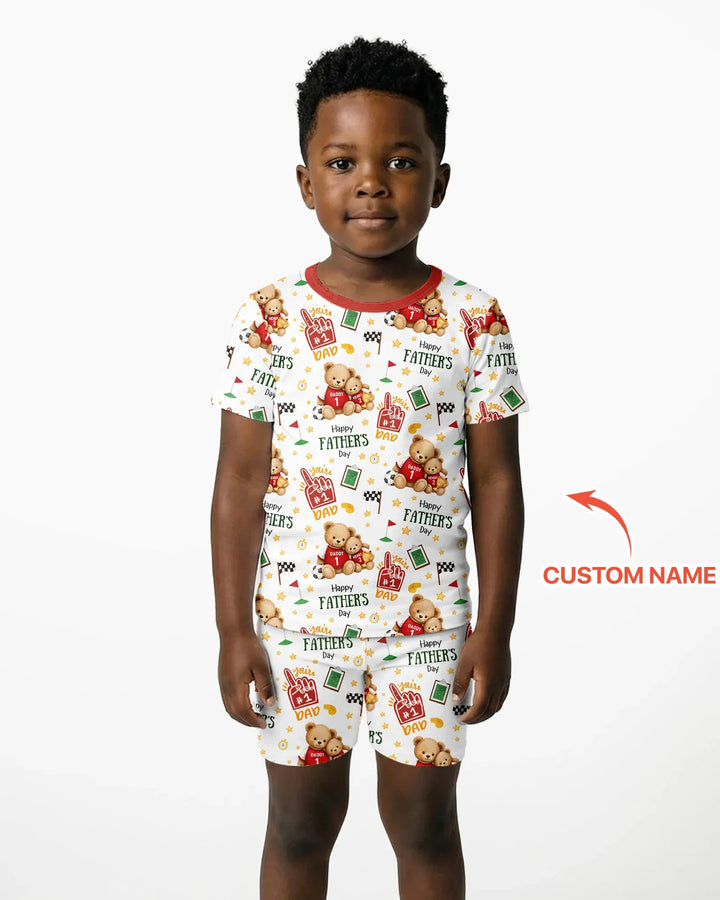 You're #1 Dad Daddy & Me Matching Bamboo Two Piece Short Sleeve Shorts Pajama Set
