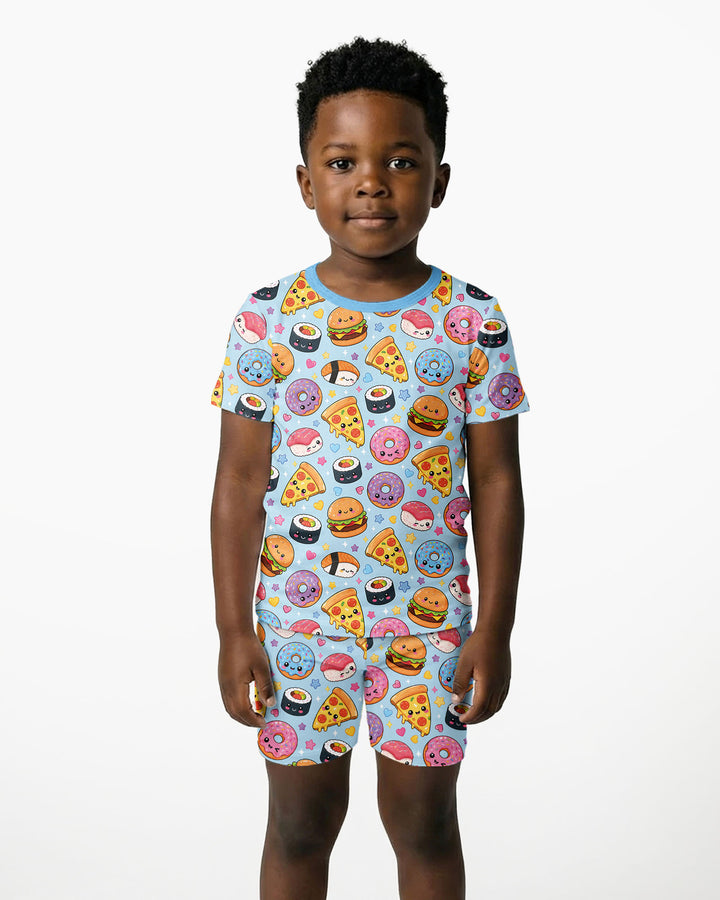 Conjunto de Pijama de Dos Piezas de Bambú con Mangas Cortas y Pantalones Cortos