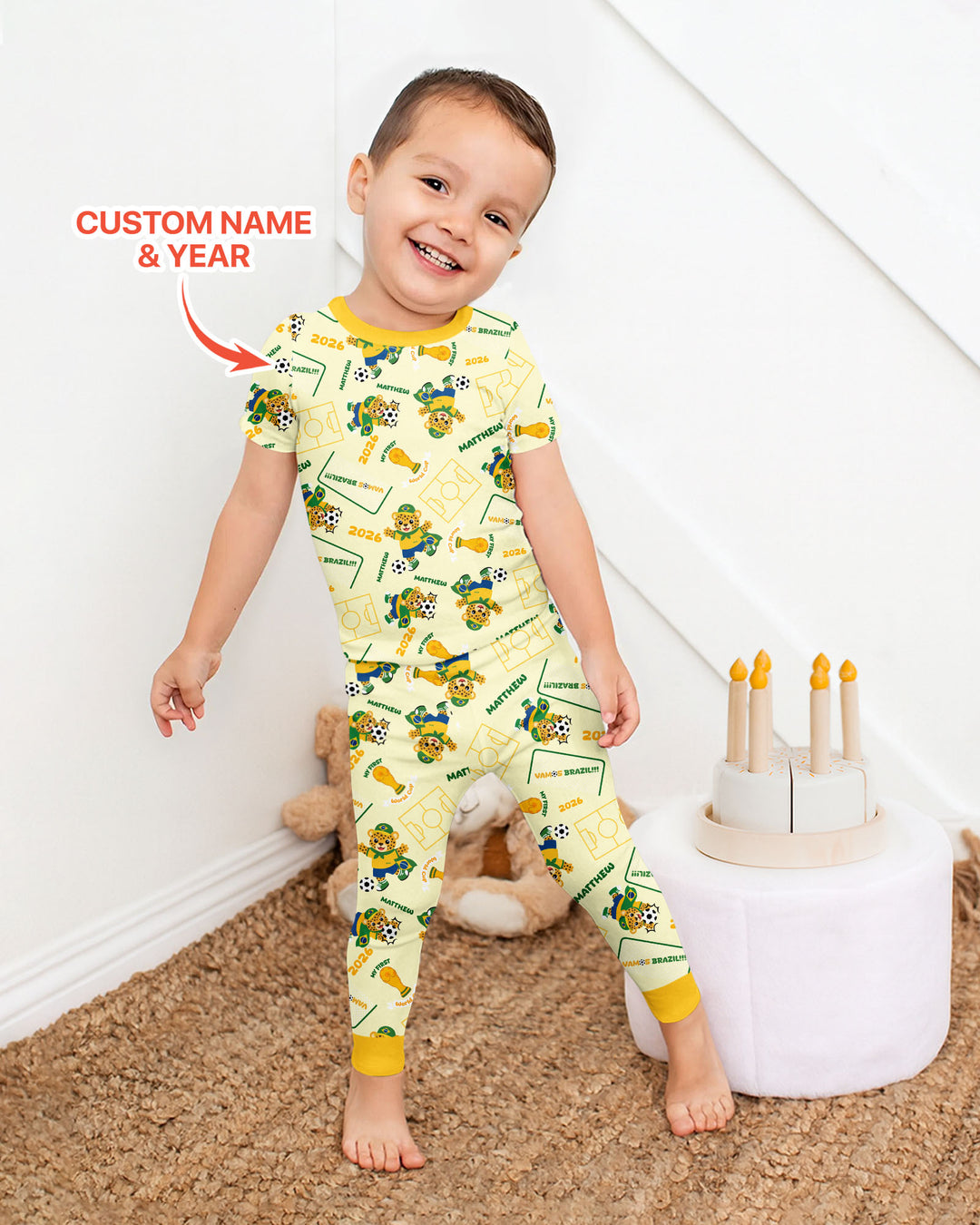 Conjunto de pijama de dos piezas de bambú de manga corta, plantilla personalizada