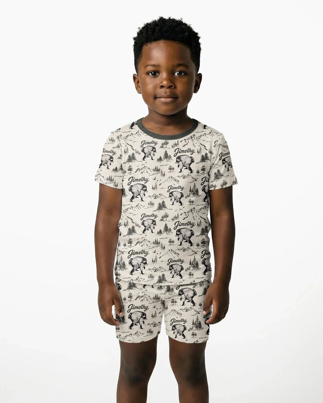 Vintage Jimothy Racoon Family Matching Bamboo Two Piece Short Sleeve Shorts Pajama Set
