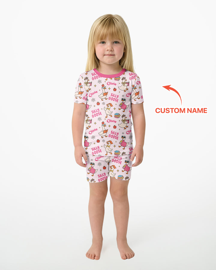 Conjunto de Pijama de Dos Piezas de Bambú con Mangas Cortas y Pantalones Cortos