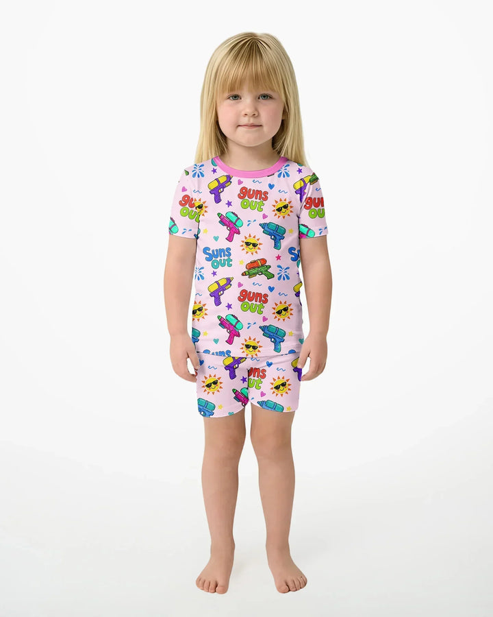 Sun Out Guns Out Bamboo Two Piece Short Sleeve Pajama Set