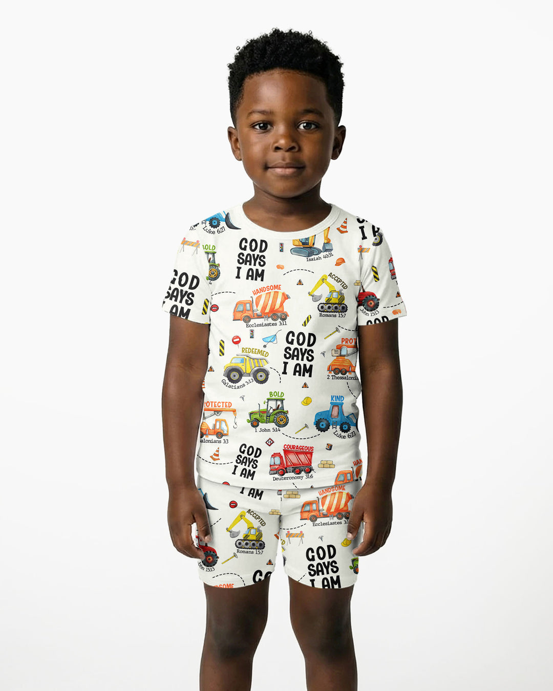 Dios Dice Soy Niño Bambú Conjunto de Pijama de Dos Piezas de Manga Corta y Pantalón Corto