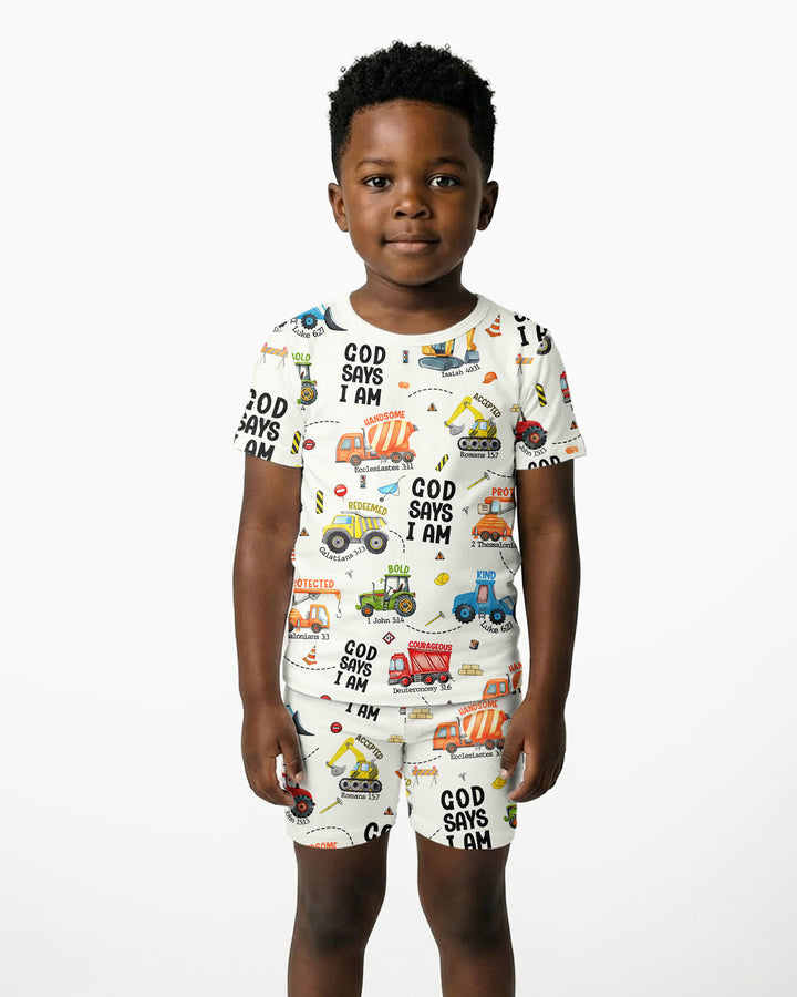 Dios Dice Soy Niño Bambú Conjunto de Pijama de Dos Piezas de Manga Corta y Pantalón Corto