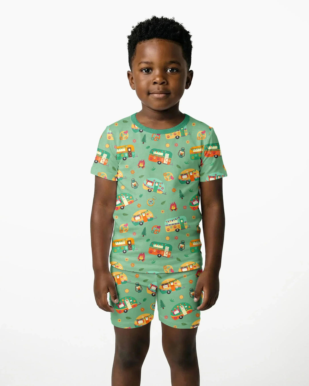 Happy Little Camper Bamboo Two Piece Short Sleeve Shorts Pajama Set