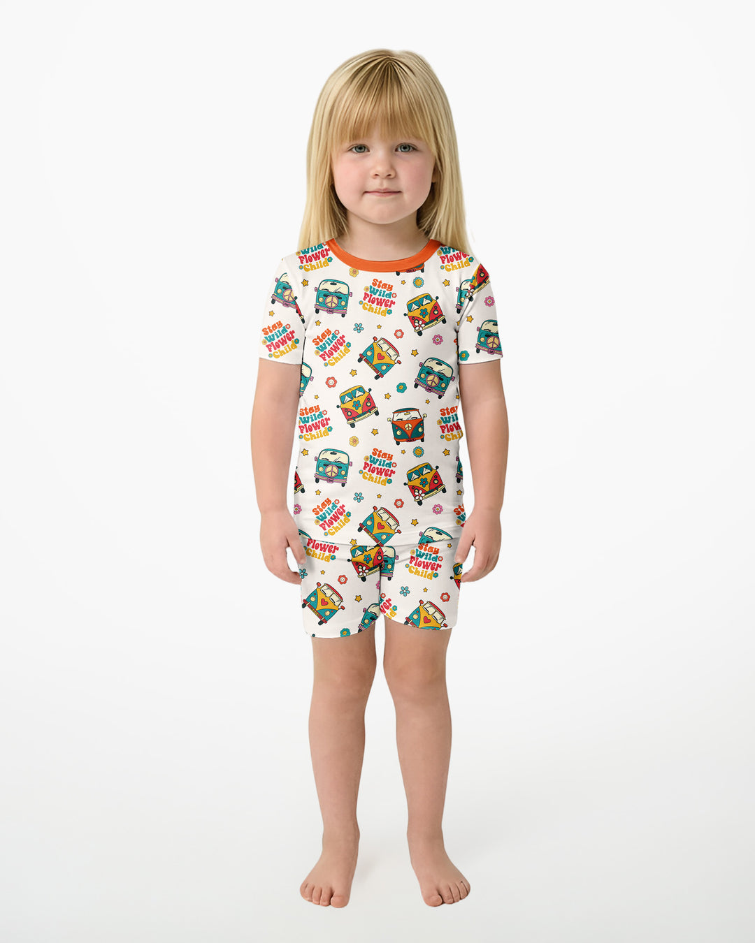 Stay Wild Flower Child Bamboo Two Piece Short Sleeve Shorts Pajama Set