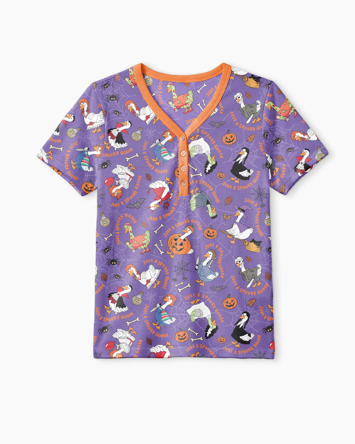 Just A Spooky Goose Family Matching Bamboo Women Short Sleeve Short Pajama Set